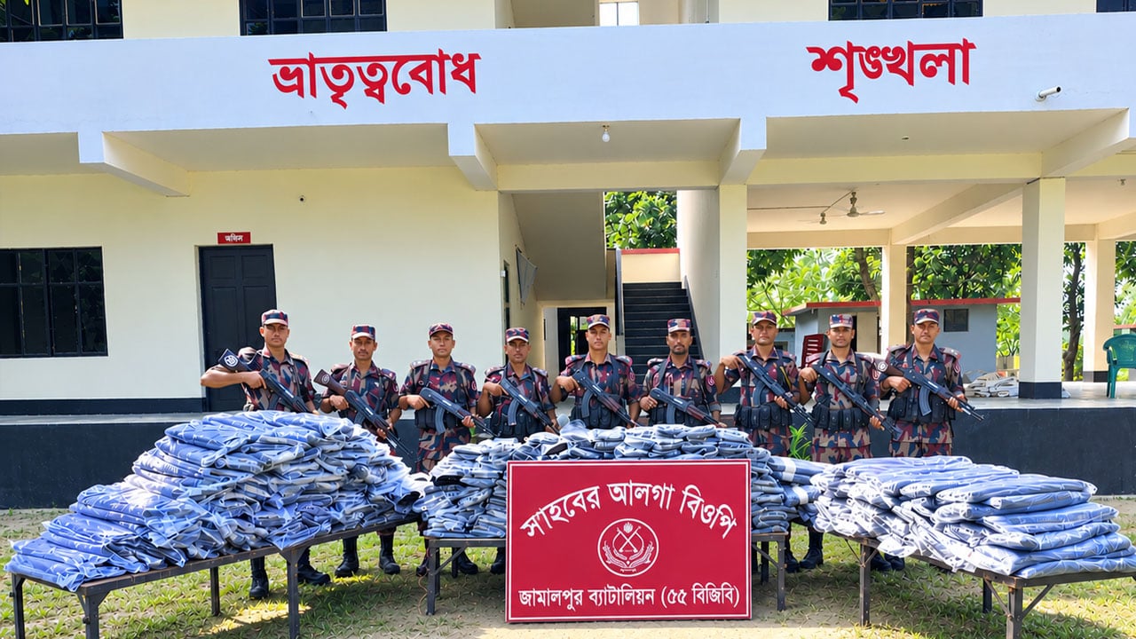 জামালপুরে বিজিবির বিশেষ অভিযান: ৯০ লাখ টাকার ভারতীয় থান কাপড় জব্দ