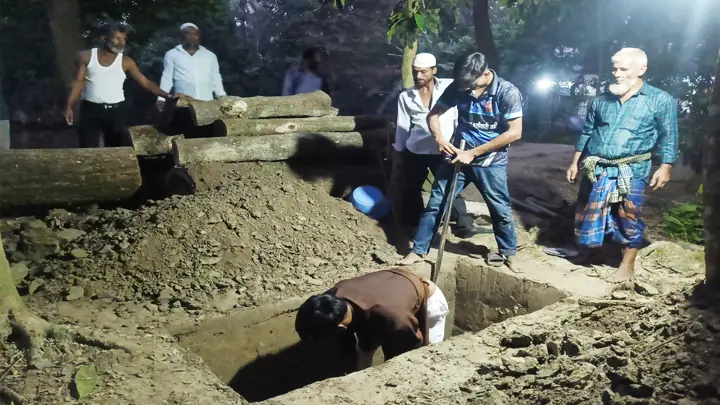 সম্পত্তির বিরোধে গোরস্থানে দাফনে বাধা, বাড়ির আঙিনায় দাফন
