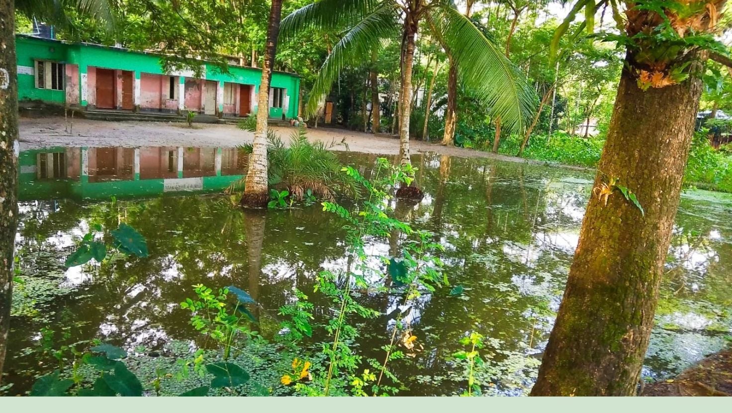 বর্ষায় পানিতে তলিয়ে যায় পশ্চিম রাজগুরু স.প্রা. বিদ্যালয়ের মাঠ 